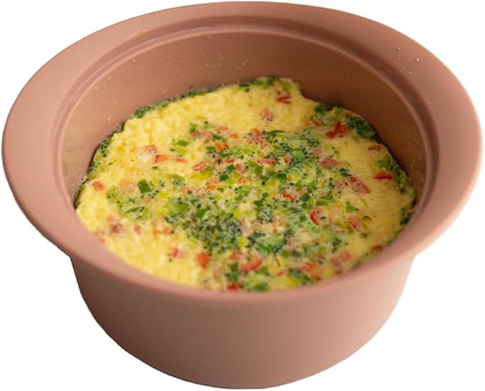 Microwave Silicone Steamer for Baby Food, Made In Korea, Oven & Dishwasher Safe to 482ยฐF, Easy Clean, Microwave Pot with Handle & Lid, 100% Food Grade Steamer Bowl (Terracotta Rose, 550ml + 800ml set)