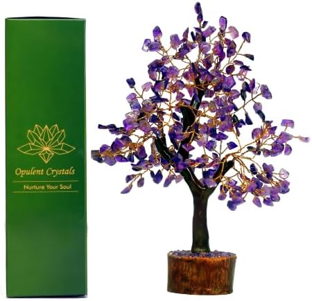 Amethyst Crystal Tree of Life-Birthday Gifts for Women-Spritual Gemstone Chakra Tree-for Positive Energy-Handcrafted Fengshui Tree-for Home & Office Decor-Purple Healing Crystal Quartz Tree-10" Size