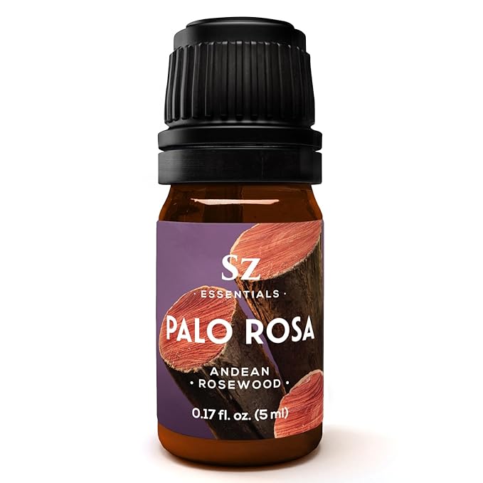 Palo Rosa Essential Oil - Peruvian Rosewood (Aniba Rosaeodora) - 100% Pure & Natural - Rich & Woody Scent, with Fresh Overtones - Therapeutic Grade & Vegan - 0.17 Fl Oz (5ml)