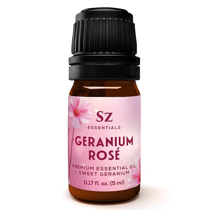 – Geranium Rosé Essential Oil 5mL – 100% Pure & Natural – Pelargonium graveolens VAR. roseum – Sweet Rose-Geranium Scent – for Aromatherapy, Perfumery – Vegan & Therapeutic Grade (5 mL)