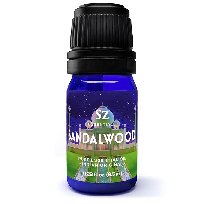 Sandalwood Essential Oil, 100% Pure, Natural Oil - (Santalum Album) Indian Sandalwood - Deep, Woody, Balsamic Scent with Delicious Aroma - Therapeutic Grade & Vegan - 0.22oz (6.5ml)