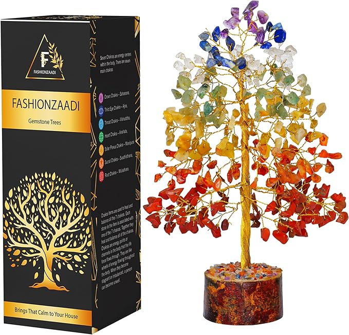 FASHIONZAADI 7 Chakra Crystal Tree of Life, Crystals and Healing Stones, Birthday Gifts for Women - Crystals for Positive Energy, Home Office Decor, Birthday Gifts for Women