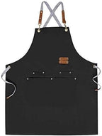 Chef Apron-Cross Back Apron for Men Women with Adjustable Straps and Large Pockets,Canvas,M-XXL,Black