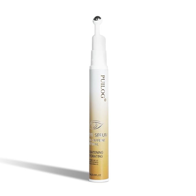 5% Caffeine Eye Serum Roller, Eye Cream for Dark Circles, Wrinkles & Puffy Eyes - with Retinal Hyaluronic Acid Peptides, Instant Depuffing Gel Eyelid Lift, 0.51 fl oz