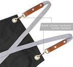 Chef Apron-Cross Back Apron for Men Women with Adjustable Straps and Large Pockets,Canvas,M-XXL,Black