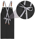 Chef Apron-Cross Back Apron for Men Women with Adjustable Straps and Large Pockets,Canvas,M-XXL,Black