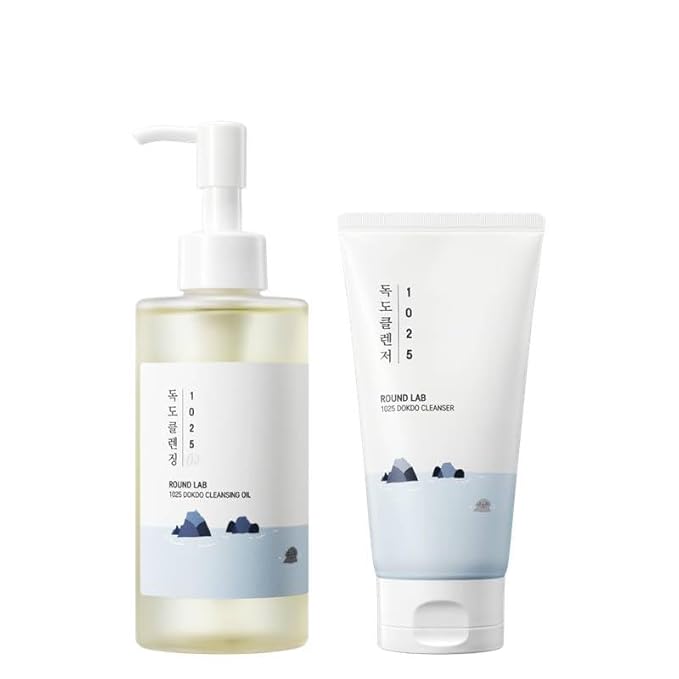 ROUND LAB 1025 Dokdo Cleansing Oil 200ml + 1025 Dokdo Cleanser 150ml Set | double cleansing, deep pore cleansing, for sensitive, pore-clogged skin