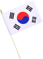 5 Pack Korea Korean Small Mini Wood Hand Held Stick Flag,Suitable For Various Holiday Parties, World Cup, National Day, And National Flag Day.