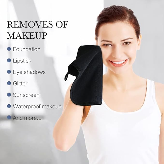 SINLAND Microfiber Face Cloths Reusable Makeup Remover Washcloths Super Soft and Absorbent Fingertip Face Towels for Sensitive Skin Women 12 x 12 Inch 12 Pack