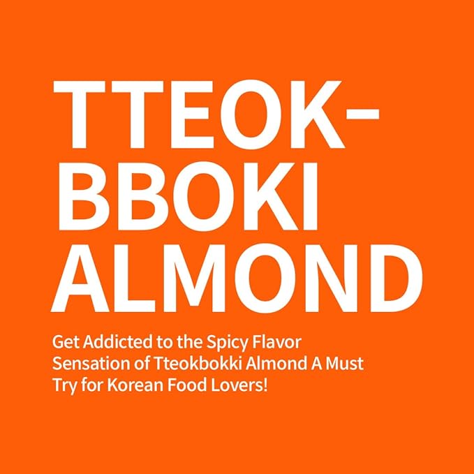 [Official Gilim HBAF] Korean Tteokbokki Seasoned Almonds Nut Protein Snack | Sweet & Spicy Korean Street Food |After-School, Work, Trip Camping Snack | Gochujang Paste | Korean Sovenior (Toppoki, 1x190gram pack)