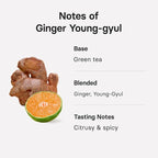 OSULLOC Ginger Young-Gyul Tea, Green Tea with Tangerine & Spice, Immunity Support Blend, 20 Count, 1.27 oz