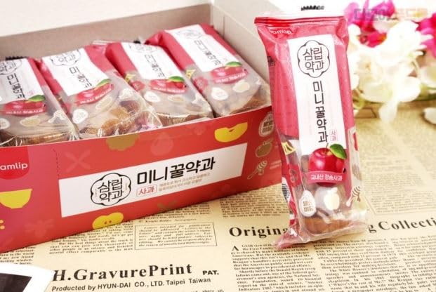 [KOTASTIC] Korean Rice Crackers Snack 115g 참쌀선과, Yakgwa Korean Honey Cookies 200g 미니꿀 약과 과자 (Rice Crackers & Yakgwa) (Large, Apple Honey10)