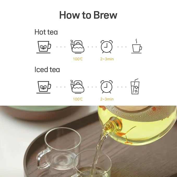 KKOKDAM Tea Gift Set - Chrysanthemum Blooming Tea Flowers - Fancy Korean Gifts For Teas Lovers - 5 Premium Flower Sticks