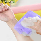 5 Pcs Exfoliating Washcloth Towel, Japanese Exfoliating Cloth for Shower, Body Back Scrubber Bath Towel, Korean Net Sponge Nylon Bath Cloths Skin Loofah Wash Scrub Towels for Women (5 Colors)