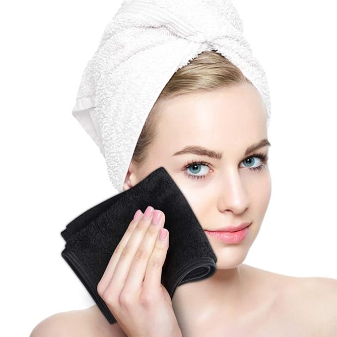 SINLAND Microfiber Face Cloths Reusable Makeup Remover Washcloths Super Soft and Absorbent Fingertip Face Towels for Sensitive Skin Women 12 x 12 Inch 12 Pack