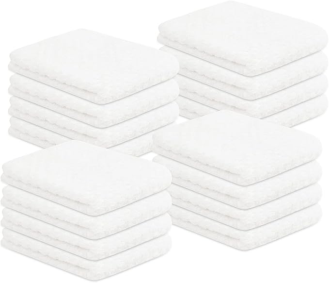 16 Pack Cotton Washcloths for Body and Face, 12x12 Inches, Pack of 16, Multipurpose and Lightweight Wash Clothes for Face. Highly Absorbent - Travel and Bath Towel (White)