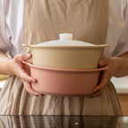 Microwave Silicone Steamer for Baby Food, Made In Korea, Oven & Dishwasher Safe to 482°F, Easy Clean, Microwave Pot with Handle & Lid, 100% Food Grade Steamer Bowl (Creme Brulee, 50.7oz (1500ml))