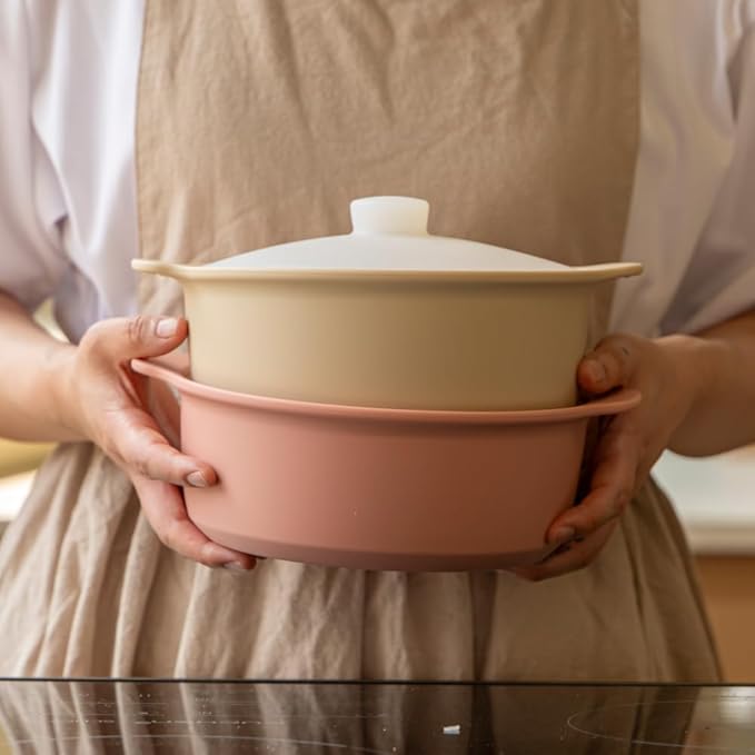 Microwave Silicone Steamer for Baby Food, Made In Korea, Oven & Dishwasher Safe to 482°F, Easy Clean, Microwave Pot with Handle & Lid, 100% Food Grade Steamer Bowl (Creme Brulee, 50.7oz (1500ml))