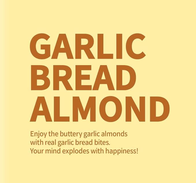 [Official Gilim HBAF] Korean Seasoned Garlic Almonds Nut Snack with Galic Bread Chips | School, Work, Travel Snack | Pre-workout Snack | Asian Snacks (Garlic Bread, 1 x 120 gram pack)
