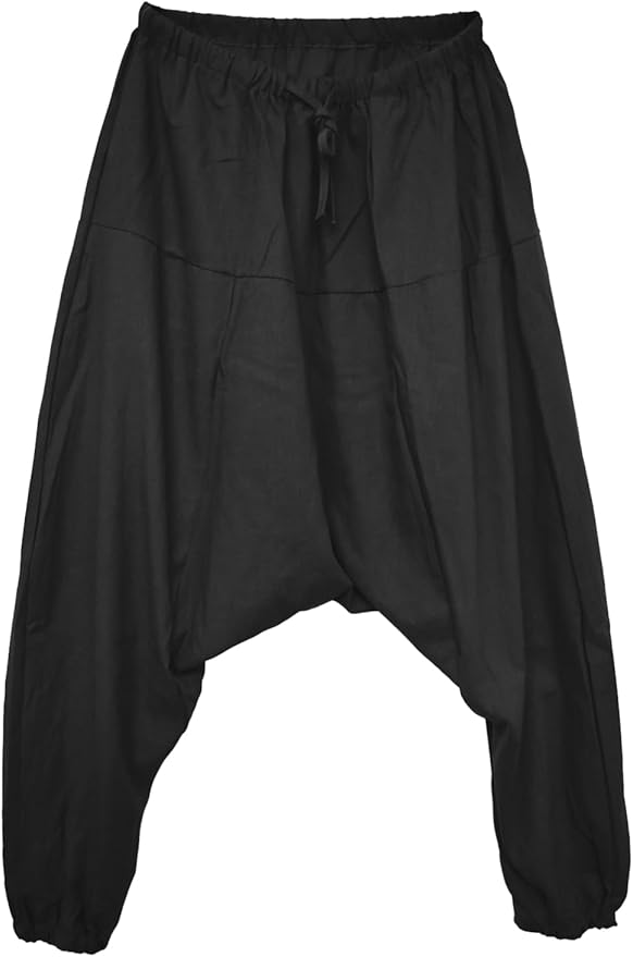 AITFINEISM Men's Drawstring Aladdin Hippie Harem Pants Loose Drop Crotch Trousers