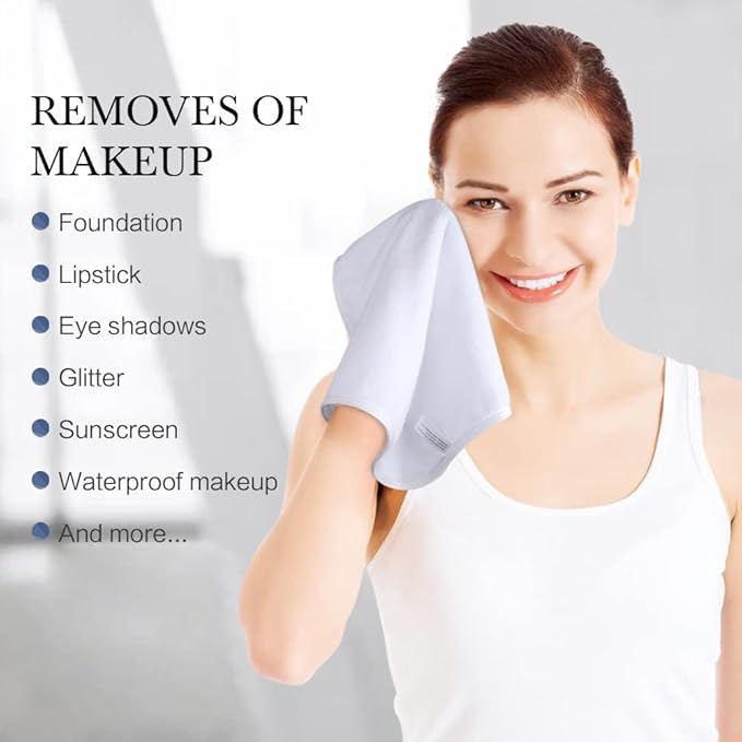 SINLAND Microfiber Face Cloths Reusable Makeup Remover Washcloths Super Soft and Absorbent Fingertip Face Towels for Sensitive Skin Women 12 x 12 Inch 3 Pack White