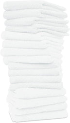 16 Pack Cotton Washcloths for Body and Face, 12x12 Inches, Pack of 16, Multipurpose and Lightweight Wash Clothes for Face. Highly Absorbent - Travel and Bath Towel (White)