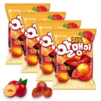 Korean Fruit Jelly Candy – Assorted Chewy Gummy Snacks – 5 Fruity Flavors (Grape, Plum, Lychee, Kiwi, Mango) – Individually Wrapped – Perfect for Kids & Adults – 알맹이젤리 (Plum–2.86oz(81g) × 4pack)