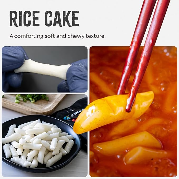 O’Food Tteokbokki Korean Rice Cakes – [Original Gochujang | Pack of 1] – Gluten-Free (Except BBQ), Healthy/ Savory/ Bold/ Fiery, 0 Cholesterol/ 0 Trans Fat/ No MSG/ No Corn Syrup, Spicy Street Snack, Ready in Minutes