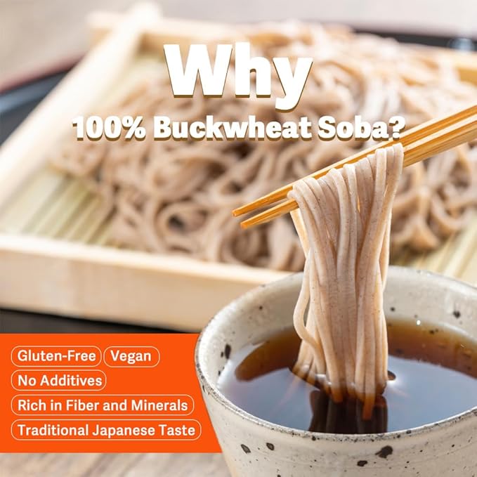 Authentic Japanese Buckwheat Soba Noodles – Healthy, Gluten-Free, Soba for Hot & Cold Dishes – Perfect for Ramen, Stir-Fry, Salads & More (17oz / 400g) With our original eating instructions Japanese food