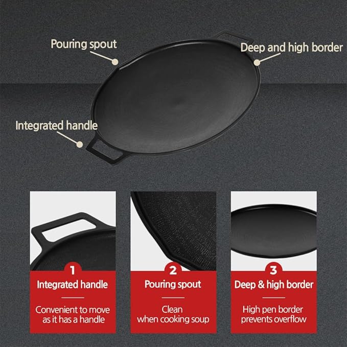 Korean BBQ 2 IH Griddle Grill Pan with Bag, Nonstick Coating, All Stove(Gas, Electric & Induction),Griddle(14in)