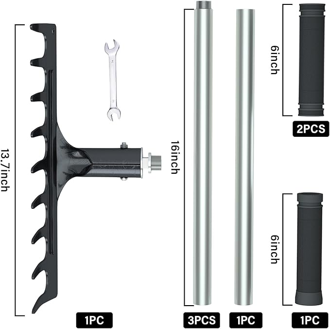 5.5FT Garden Rakes with Anti-Slip Grip Handles for Various Gardening Tasks