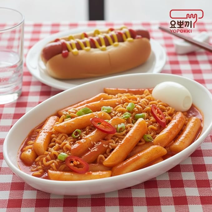 Yopokki Instant Rabokki Cup (Hot Spicy, 2 Cups) Korean Street food with Hot spicy sauce Ramen Noodle Topokki Rice Cake - Quick & Easy to Prepare