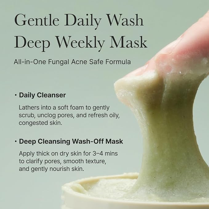 Korean Rice Mochi Face Cleanser - Face Wash, Gentle Scrub All in One for Deep Cleansing, Moisturizing, Pore Minimizing, Acne-Prone Skin, Removing Blackhead with Rice Water & Green Tea
