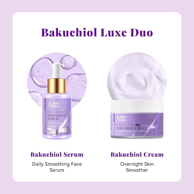 ANAI RUI Bakuchiol Face Cream for Women - Natural Retinol Alternative Anti Aging Moisturizer with Squalane & Collagen, Hydrating Wrinkle Cream for Day&Night Use 1.7 Oz