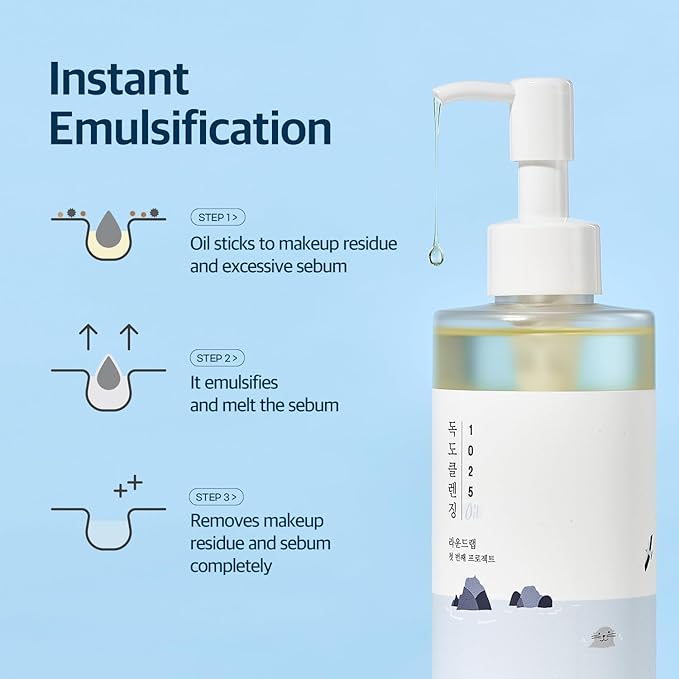 ROUND LAB 1025 Dokdo Cleansing Oil 200ml + 1025 Dokdo Cleanser 150ml Set | double cleansing, deep pore cleansing, for sensitive, pore-clogged skin