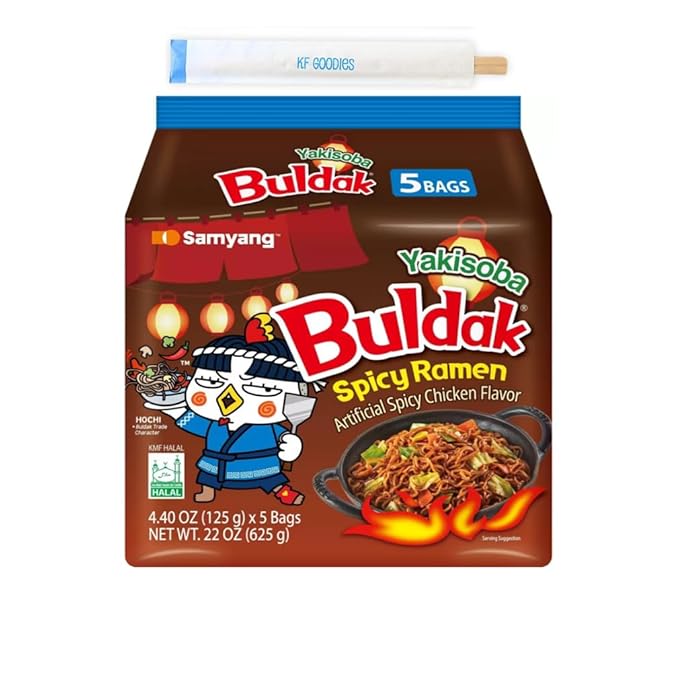 Samyang Buldak Hot Spicy Chicken Ramen Noodle Korean Stir-Fried Ramen (5, YAKISOBA)