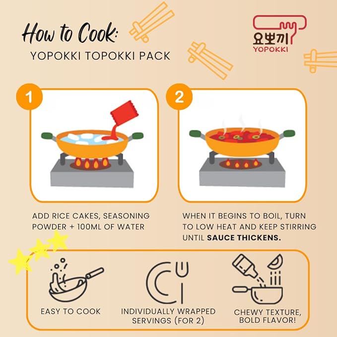 Yopokki Instant Tteokbokki Pack (Onion Butter, 2 Packs) Korean Street food with Onion Butter flavored sauce Topokki Rice Cake - Quick & Easy to Prepare