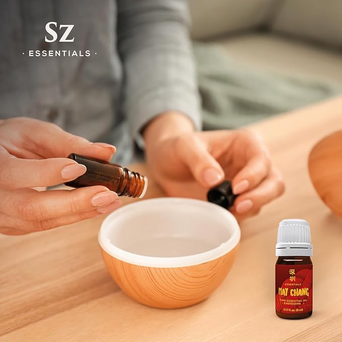 May Chang Essential Oil 100% Pure Extracted from Litsea Cubeba - 100% Pure and Natural - Undiluted - 0.17 Fl Oz (5ml) - Citrusy & Fresh Scent - Therapeutic Grade & Vegan