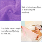 5 Pcs Exfoliating Washcloth Towel, Japanese Exfoliating Cloth for Shower, Body Back Scrubber Bath Towel, Korean Net Sponge Nylon Bath Cloths Skin Loofah Wash Scrub Towels for Women (5 Colors)