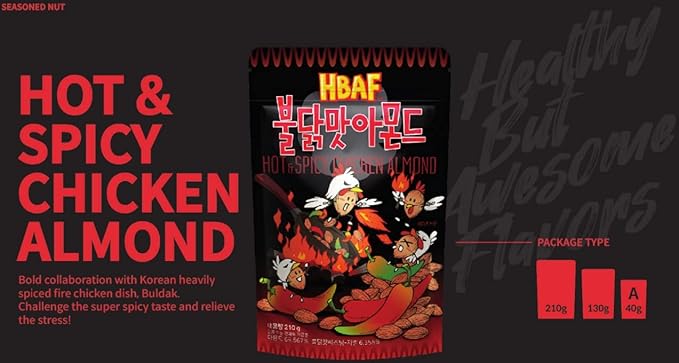 Gilim HBAF Korean Seasoned Almonds Hot & Spicy (1 x 210 gram pack)