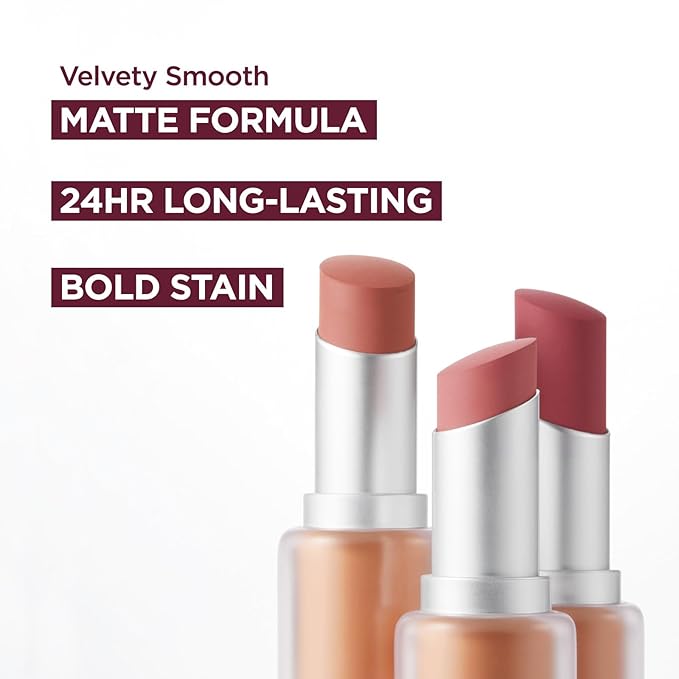 Laka Bulky Matte Lipstick 4g/0.14oz., Long Wear, Non-Drying Lip Stain Stick with High Pigmentation, Voluminous Lips, Vegan, K-Beauty (#406 New Passion)