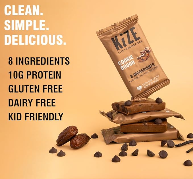 KiZE Energy Bars - Gluten Free, Dairy Free, Non-GMO, and High Protein Meal Replacement Energy Bars, Clean & Simple Food Ingredients - Chocolate Lovers Variety Pack, 9g High Protein Snacks, (10 Count)