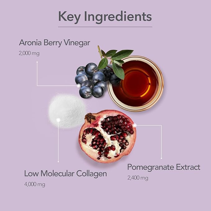 107 ARONIA Vinegar Low Molecular Collagen Jelly Stick, Contains Vitamin, Collagen, Hyaluronic Acid, Elastin, Probiotics, Korean Beauty Collagen, Supports Inner Beauty, 20g x 14 Pouches