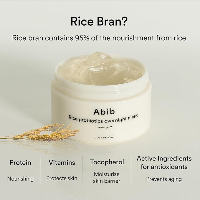 Abib Rice Probiotics Overnight Mask Barrier Jelly 2.7 fl oz I | Korean Overnight Sleeping Mask Cream Moisturizer for Glass Skin Slugging (Rice Probiotics/Barrier Jelly)