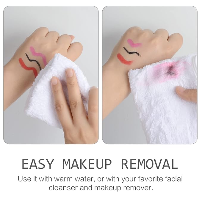 SINLAND Microfiber Face Cloths Reusable Makeup Remover Washcloths Super Soft and Absorbent Fingertip Face Towels for Sensitive Skin Women 12 x 12 Inch 3 Pack White