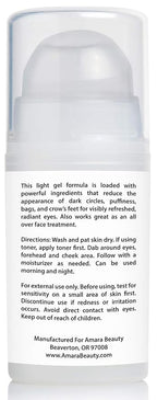 Amara Beauty Eye Cream Gel for Dark Circles and Puffiness with Peptides & Hyaluronic Acid, 0.5 fl. oz.
