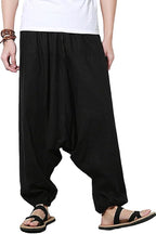AITFINEISM Men's Drawstring Aladdin Hippie Harem Pants Loose Drop Crotch Trousers