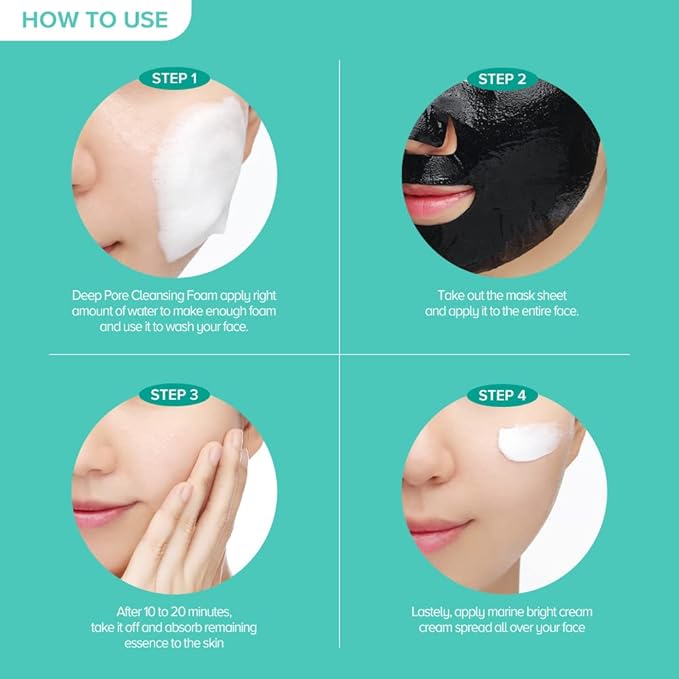 JMsolution Marine Luminous Pearl Deep Moisture 3 Step Skin Care Face Mask - Korean Skincare Facial Mask - boosting Brightening Moisturizing-10 Sheets for Dry Skin (Black Pearl)