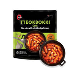 O’Food Tteokbokki Korean Rice Cakes – [Garlic | Pack of 1] – Gluten-Free (Except BBQ), Healthy/Savory/Bold/Fiery, 0 Cholesterol/ 0 Trans Fat/No MSG/No Corn Syrup, Spicy Street Snack, Ready in Minutes