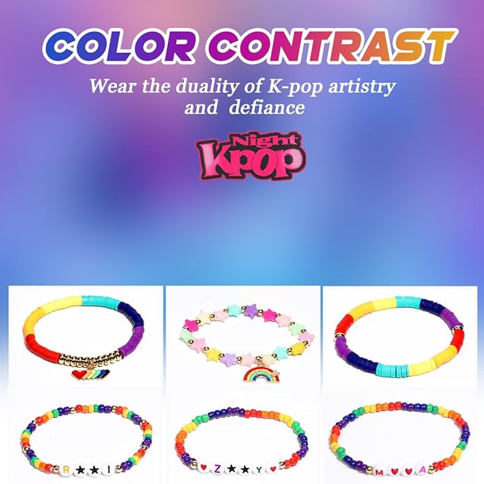 AICase for Kpop Demon Merch Inspired Bracelets 6 Pcs Stackable Stretch Friendship Beaded Bracelets for k pop Unique Merchandise Jewelry Gifts for Fans Women Men_2
